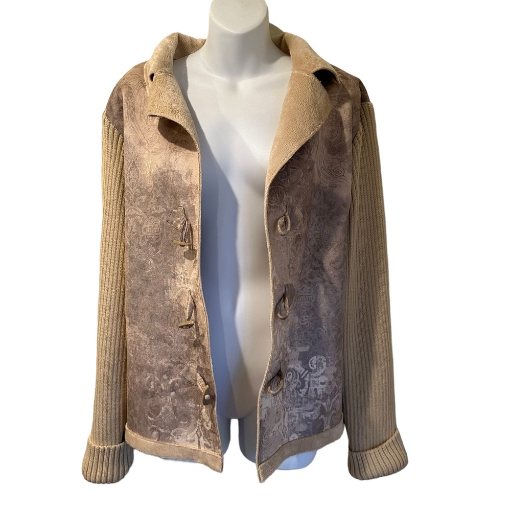 Coldwater Creek Toggle Button with Knitted Sleeves Blazer Jacket Shacket Coat